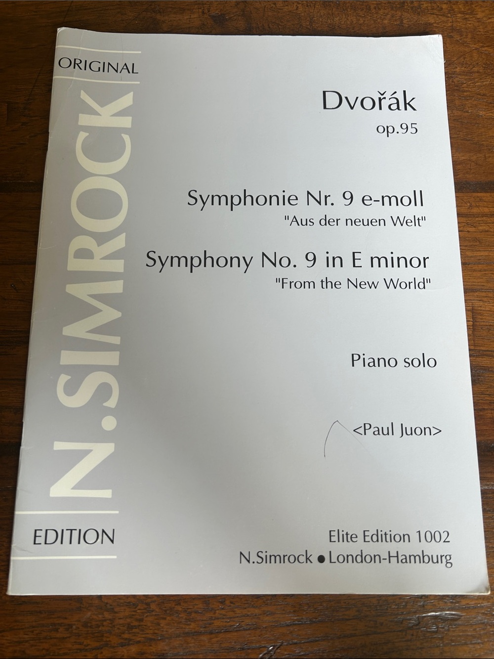 White Piano Solo Sheet Music - Symphony No.9 by Dvořák